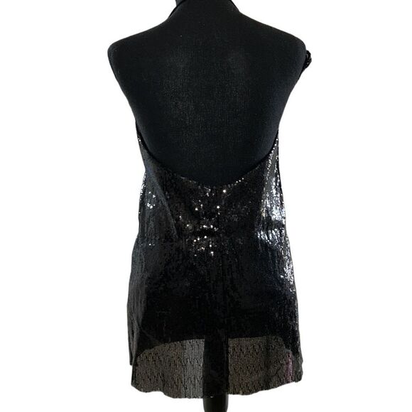 Hugs Black Sequins Halter Back Top/Blouse(Size - Picture 2 of 9